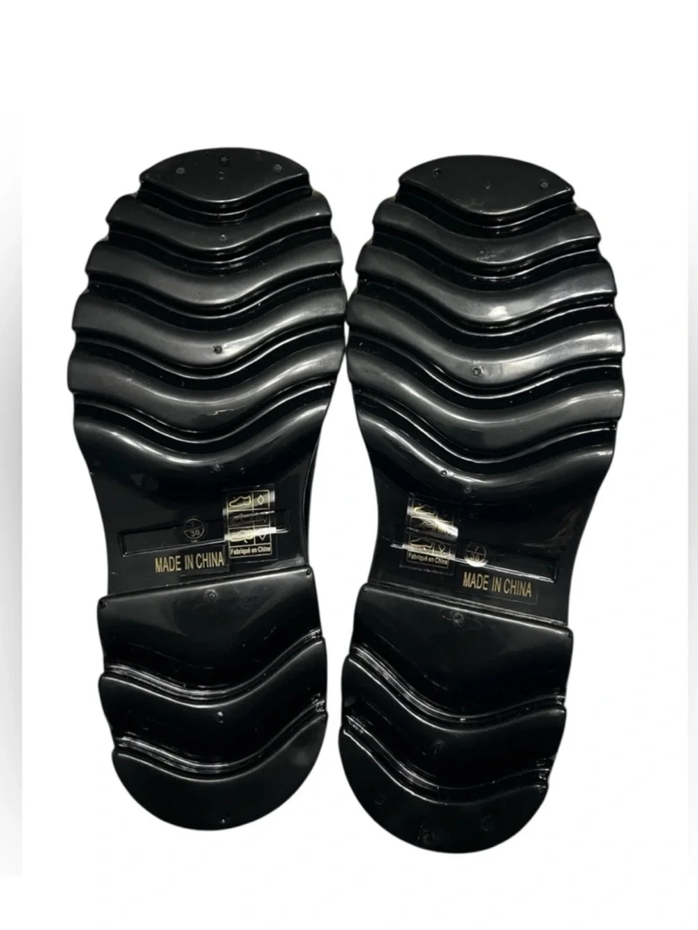 Free People High Street Black Chunky Rain Boots – Glossy Waterproof Style